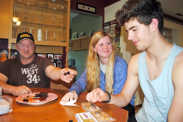 exchange student at dinner table