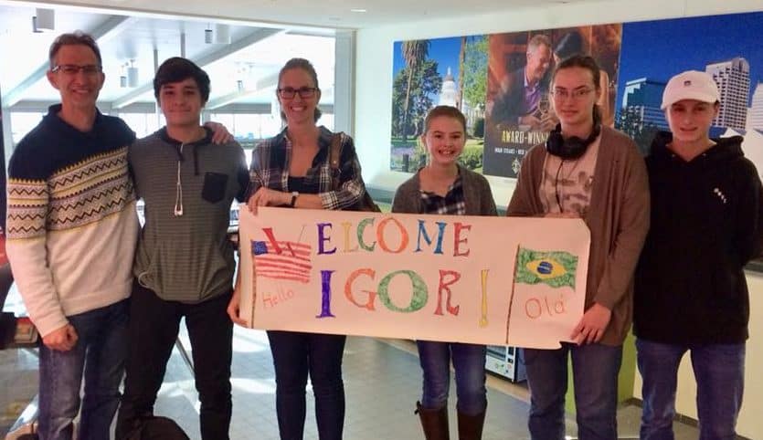 Host family welcoming Igor to America