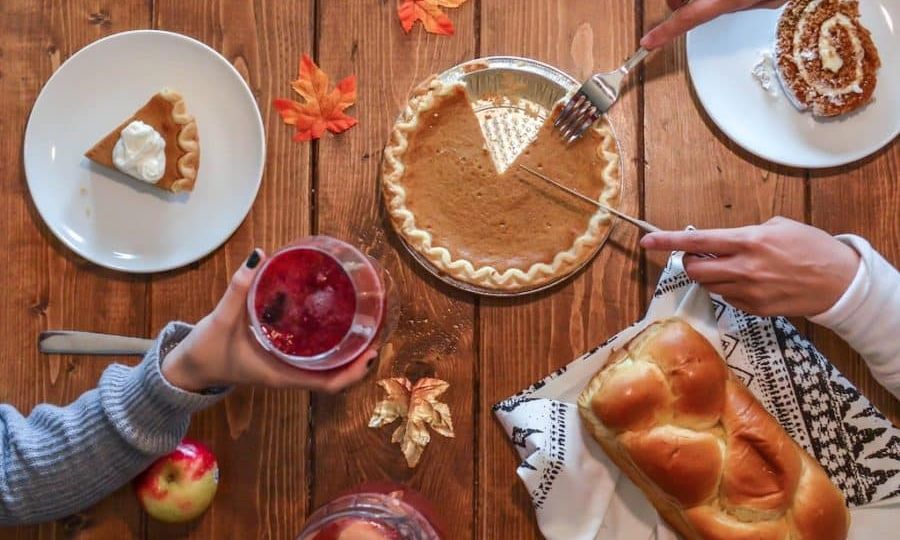 Thanksgiving table with exchange student